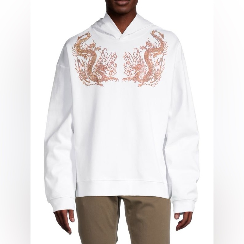 HEADS OR TAILS White Gold
Rhinestone Dragon Hoodie medium NWT
